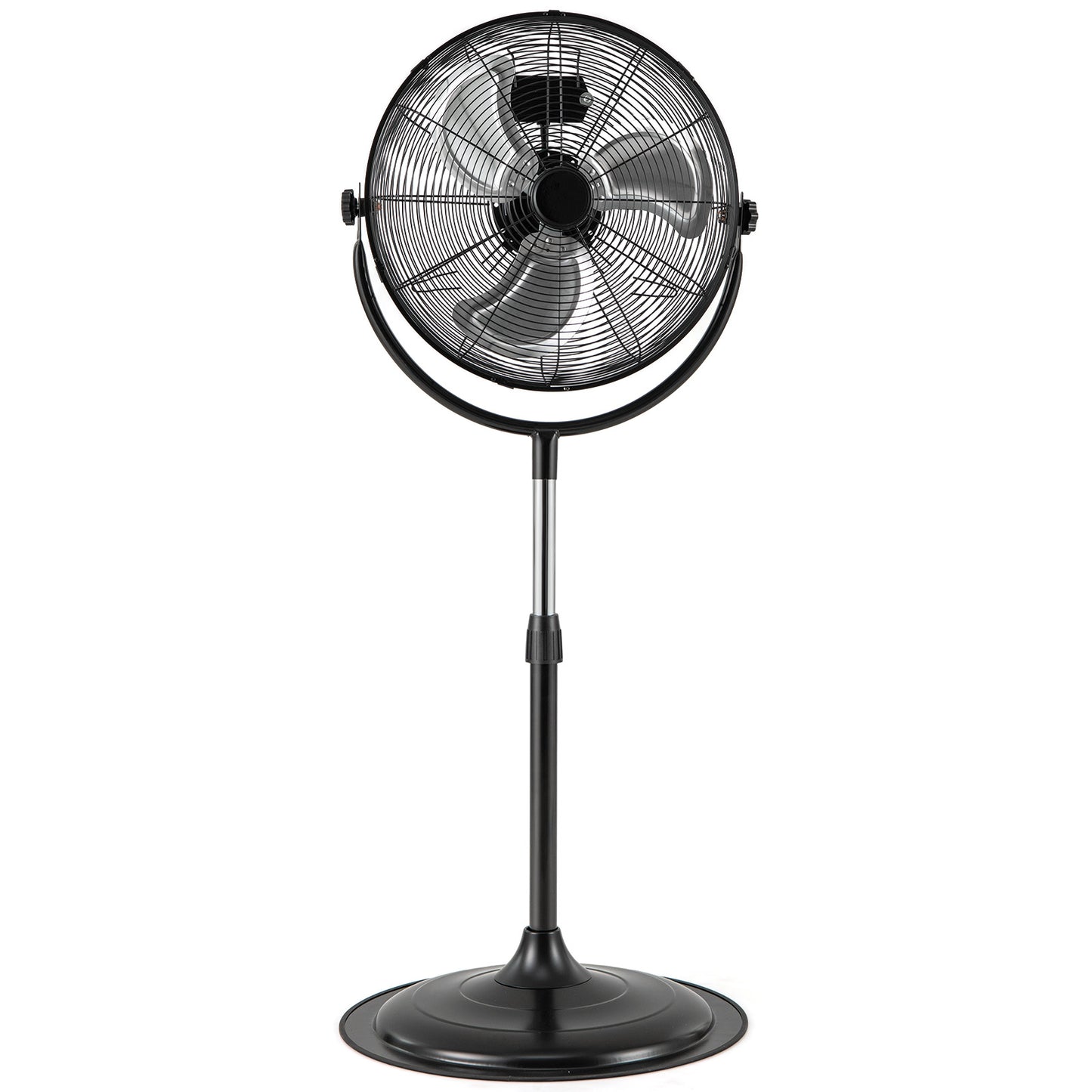 18 Inches High Velocity Pedestal Fan with 3 Speeds and Adjustable Height-Black