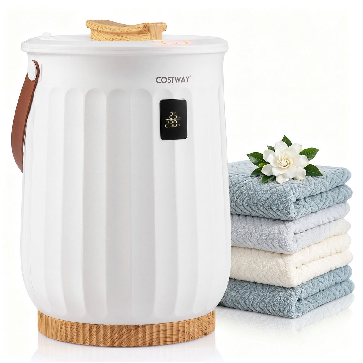 20 L Towel Warmer for Bathroom with LED Display and Timer & Child Safety Lock-White