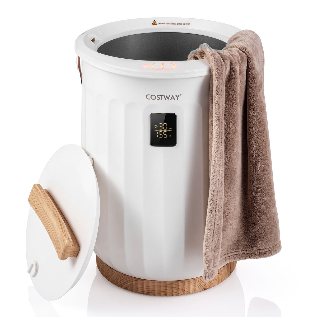 20 L Towel Warmer for Bathroom with LED Display and Timer & Child Safety Lock-White