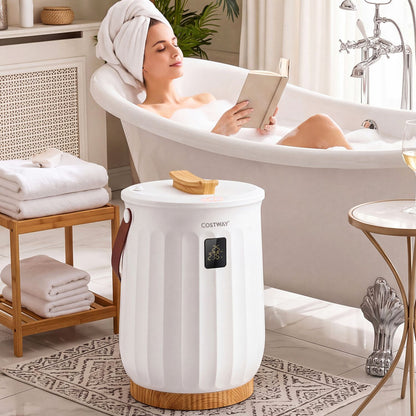 20 L Towel Warmer for Bathroom with LED Display and Timer & Child Safety Lock-White
