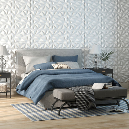 20-Pack 3D Wall Panels with Decorative Diamond Patterns-White
