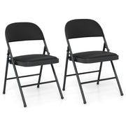 2 Pack Folding Chairs with Metal Frame and PVC Leather for Indoor Outdoor-Black