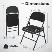 2 Pack Folding Chairs with Metal Frame and PVC Leather for Indoor Outdoor-Black