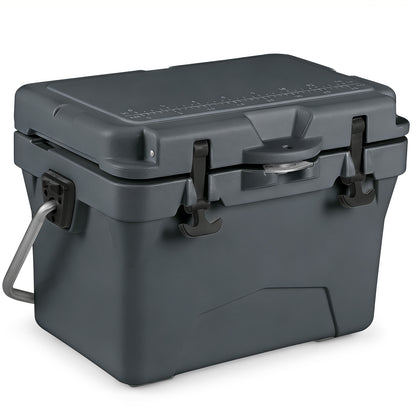 20 Quart Portable Hard Cooler with Built-in Ruler and Bottle-Gray