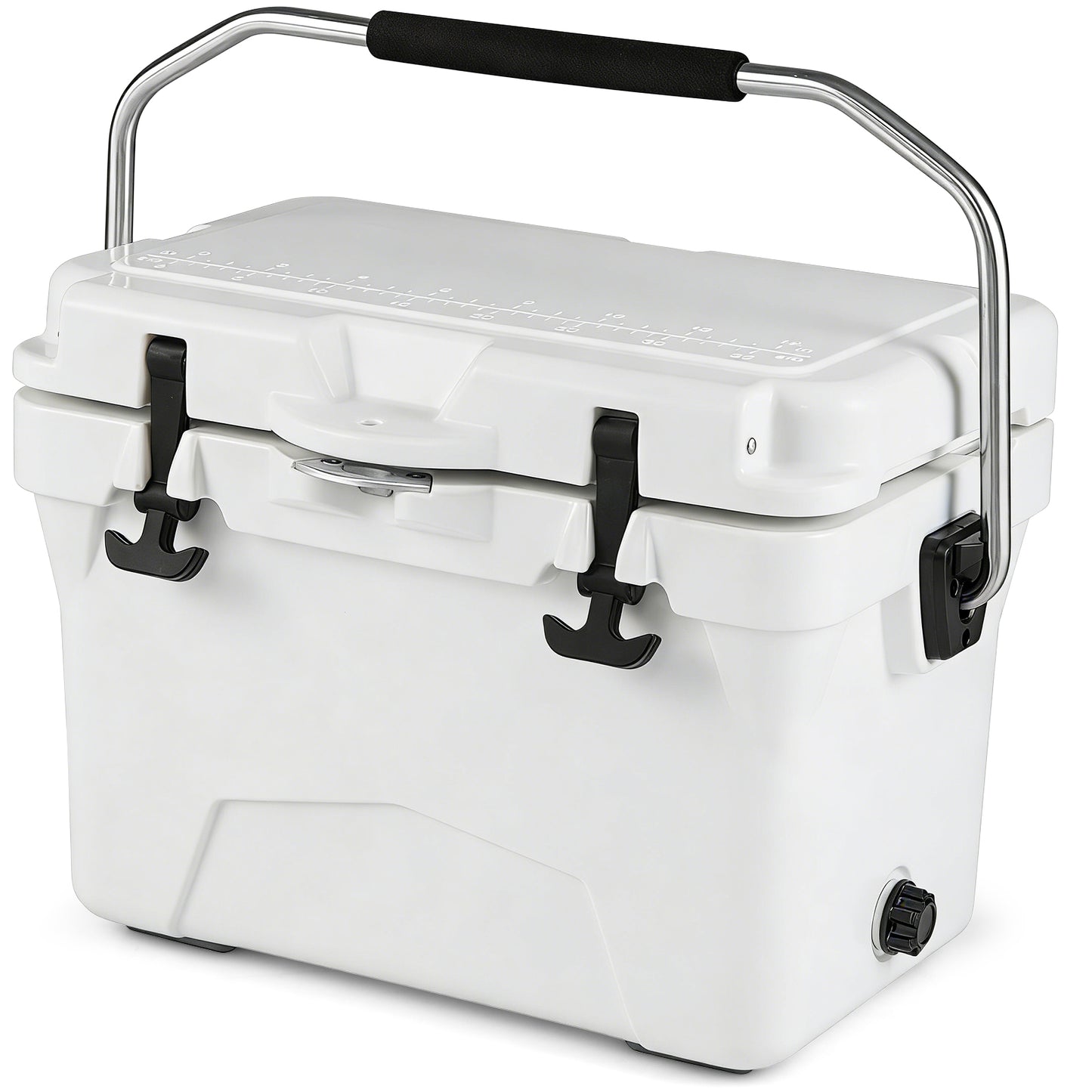 20 Quart Portable Hard Cooler with Built-in Ruler and Bottle-White