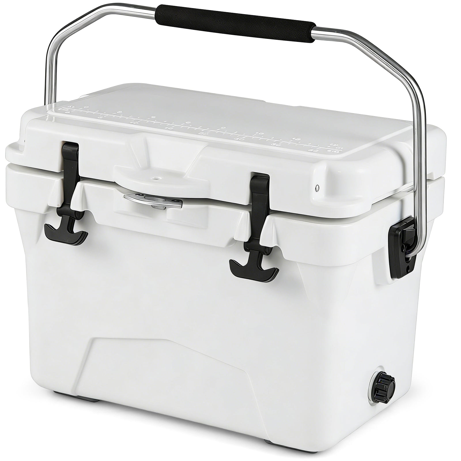 20 Quart Portable Hard Cooler with Built-in Ruler and Bottle-White
