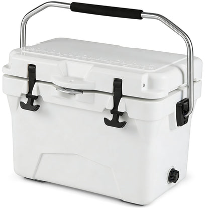 20 Quart Portable Hard Cooler with Built-in Ruler and Bottle-White
