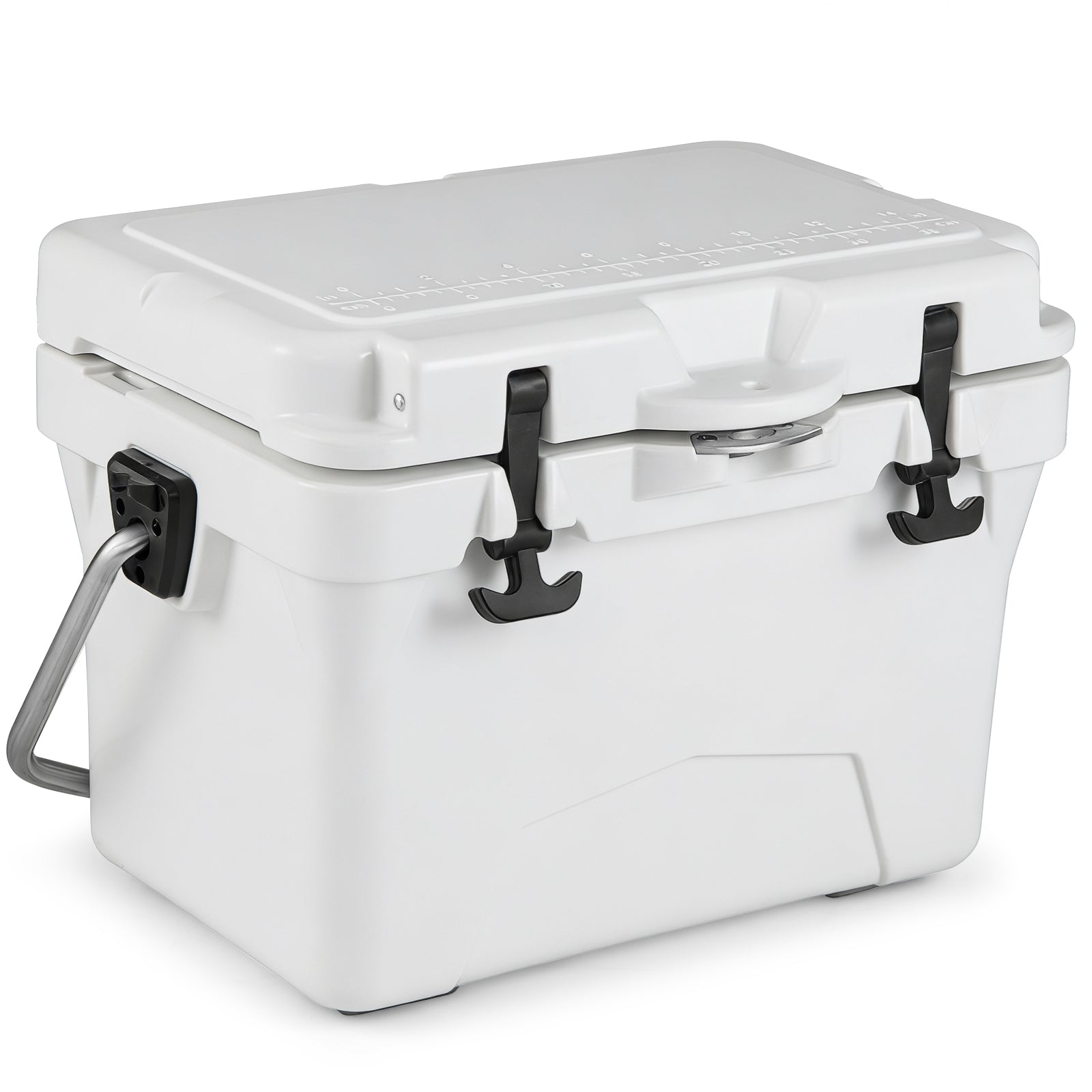 20 Quart Portable Hard Cooler with Built-in Ruler and Bottle-White