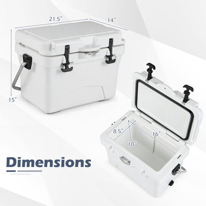 20 Quart Portable Hard Cooler with Built-in Ruler and Bottle-White