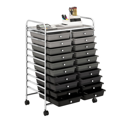 20 Drawers Rolling Storage Cart Studio Organizer-Black & Gray