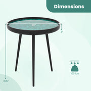 20 Inch Mid-century Modern Coffee End Table with Sea Shell Decoration-Green