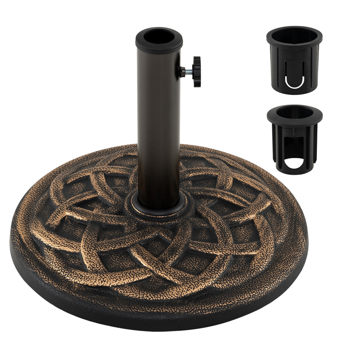 Patio Umbrella Base 20 lbs Round with Dual Pole Adapters