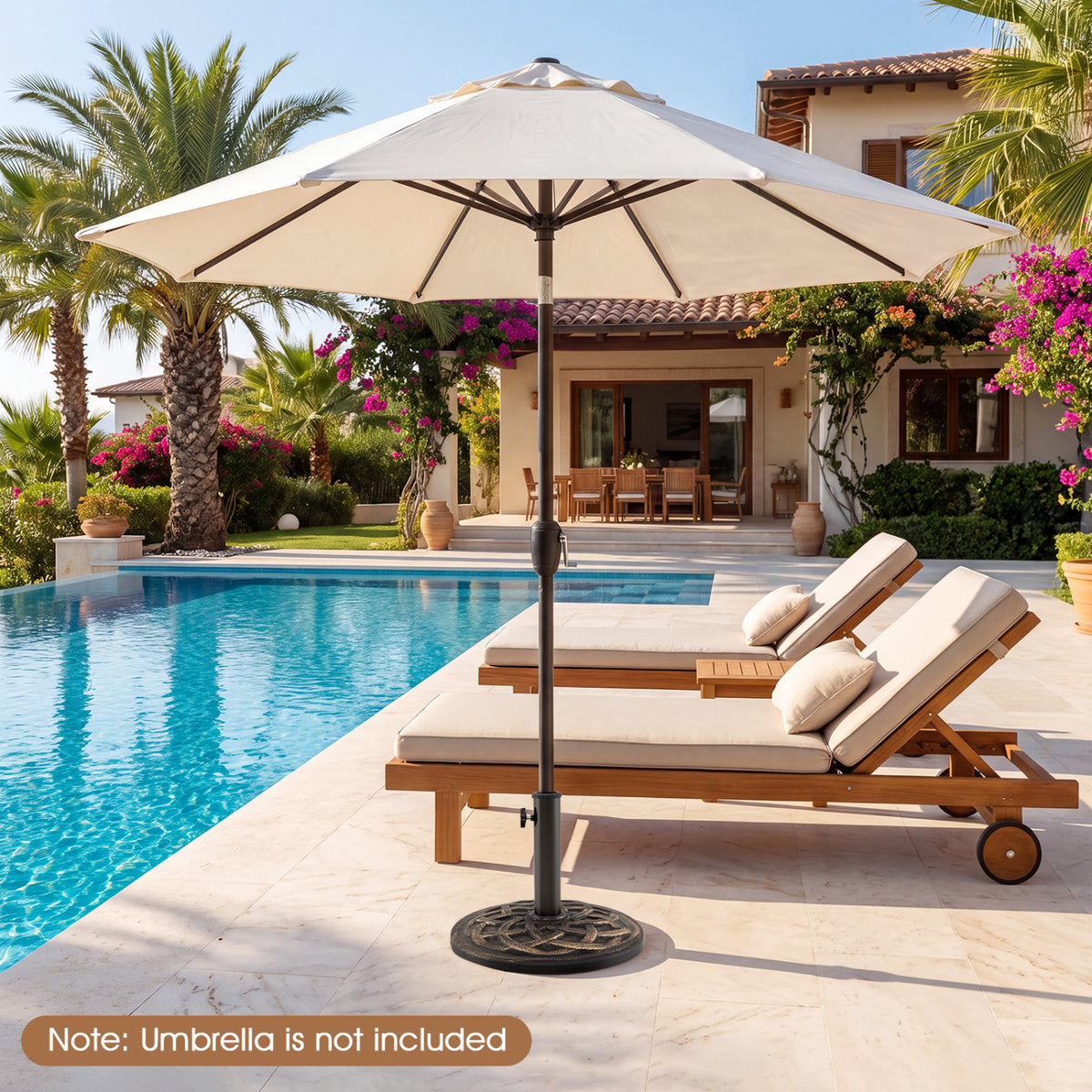 Patio Umbrella Base 20 lbs Round with Dual Pole Adapters