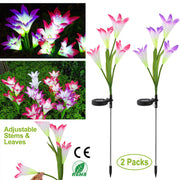 2Pcs Solar Garden Lights Outdoor Lily Flower LED Light 7-Color Changing