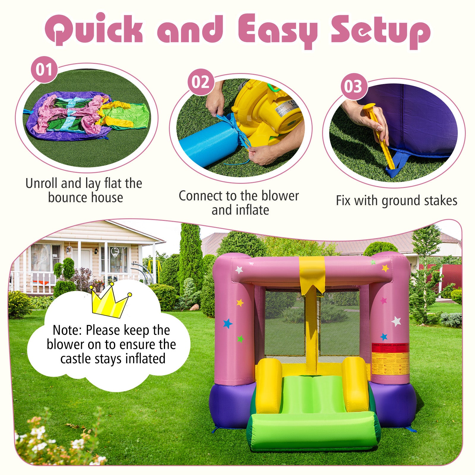 Bouncy Castle with Jumping Area and 480W Blower