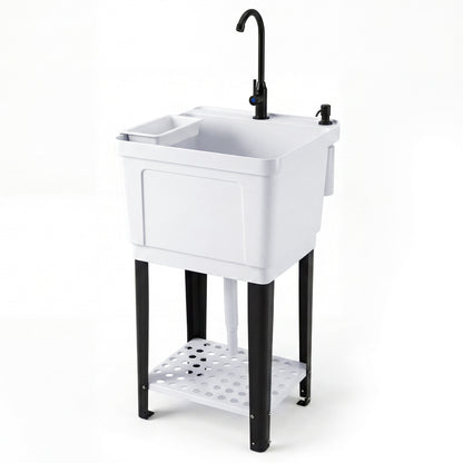 14.5 Gal Utility Sink with Rotating Faucet & Adjustable Legs