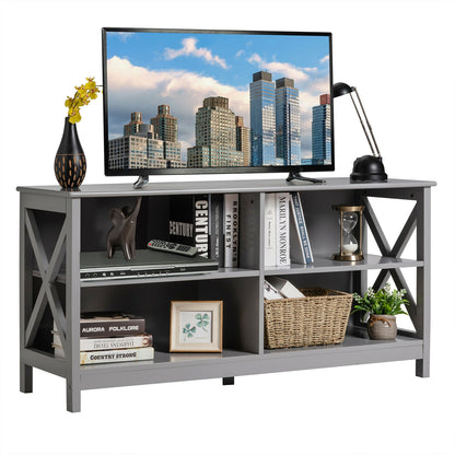 Wooden TV Stand Entertainment for TVs up to 55 Inch with X-Shaped Frame