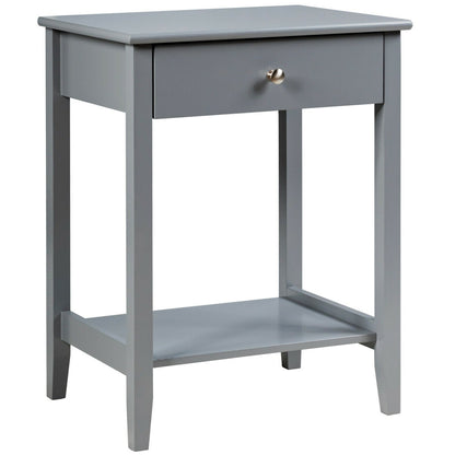 Wooden Nightstand End Table Storage Display -Gray