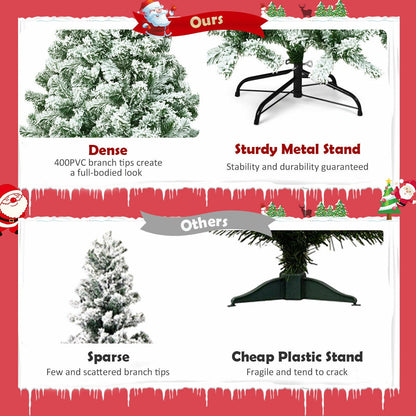 4.5 Feet Snow Flocked Artificial Christmas Tree with 400 Tips
