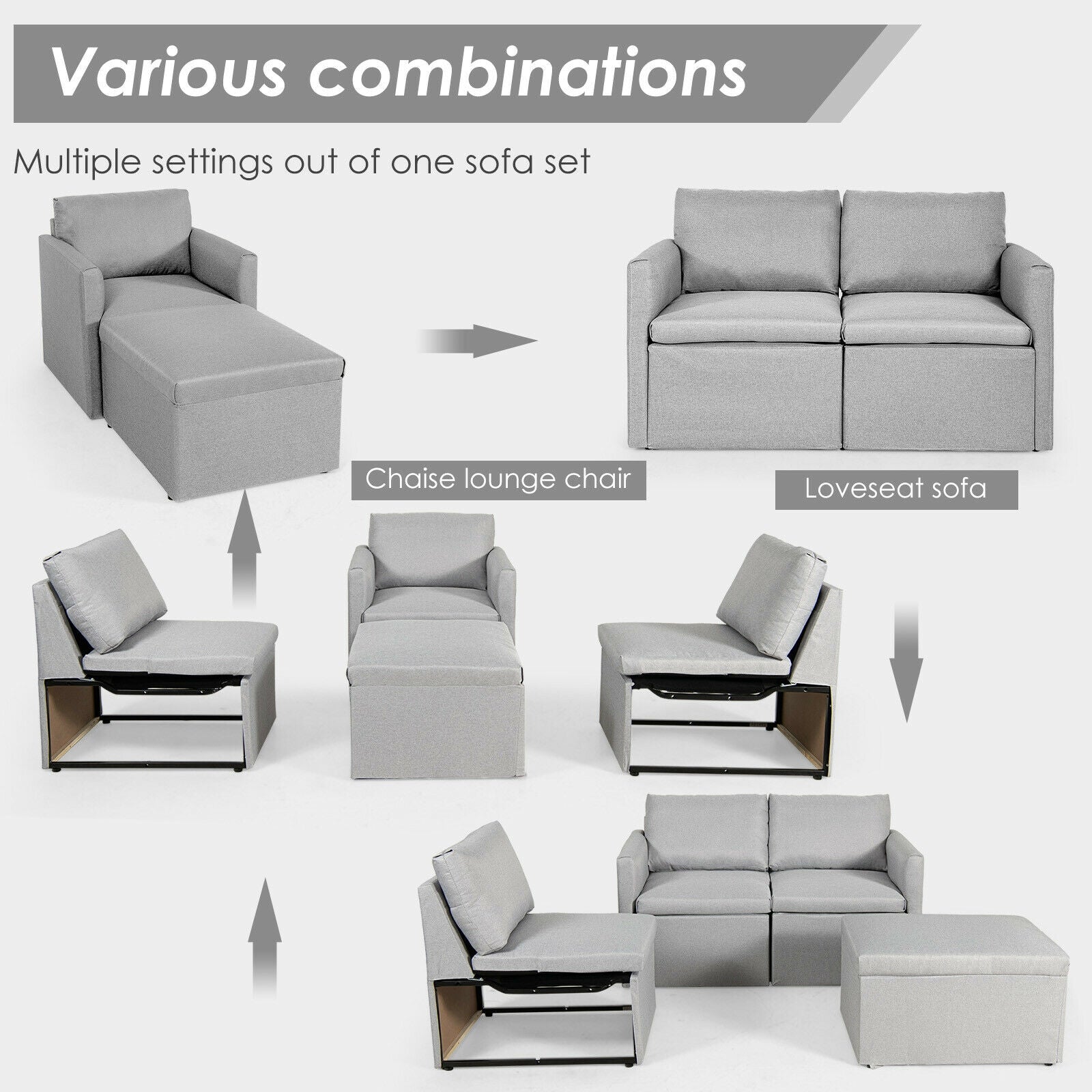 Convertible L-Shaped Sectional Sofa Couch with Reversible Chaise