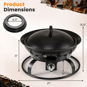 21 Inch Diameter Propane Gas Fire Pit Patio Portable Fire Bowl-Black