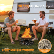 21 Inch Diameter Propane Gas Fire Pit Patio Portable Fire Bowl-Black