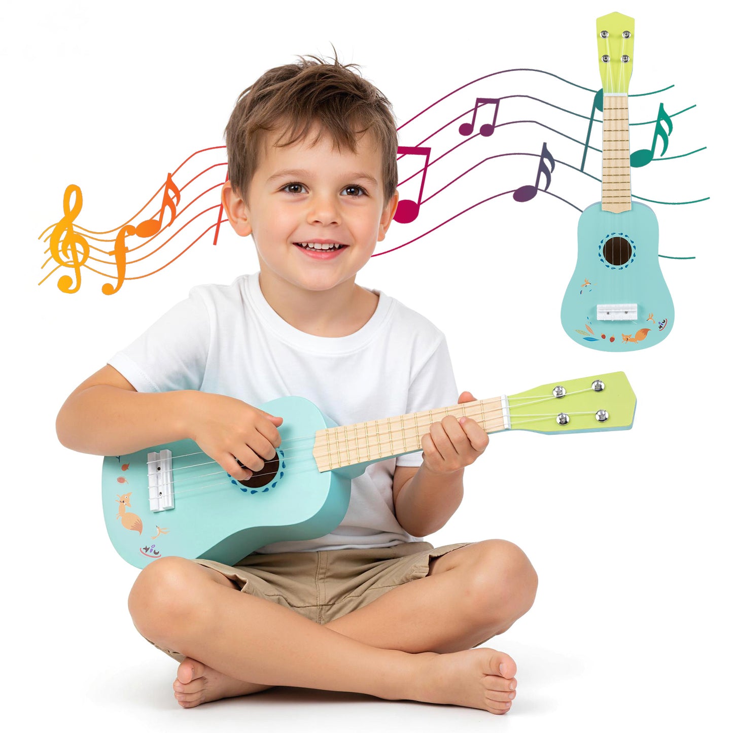 21 Inch Ukulele Guitar for Kids with Basswood Body for 3+ Years Old