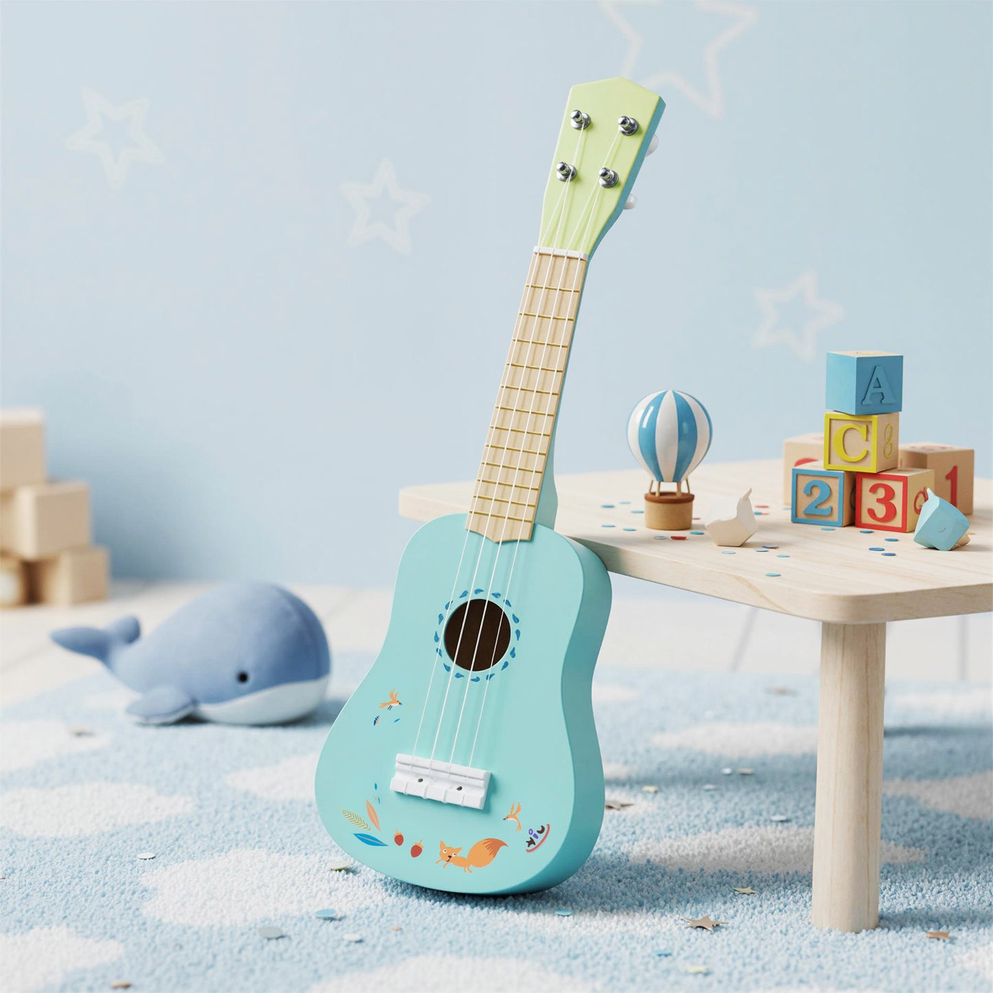 21 Inch Ukulele Guitar for Kids with Basswood Body for 3+ Years Old