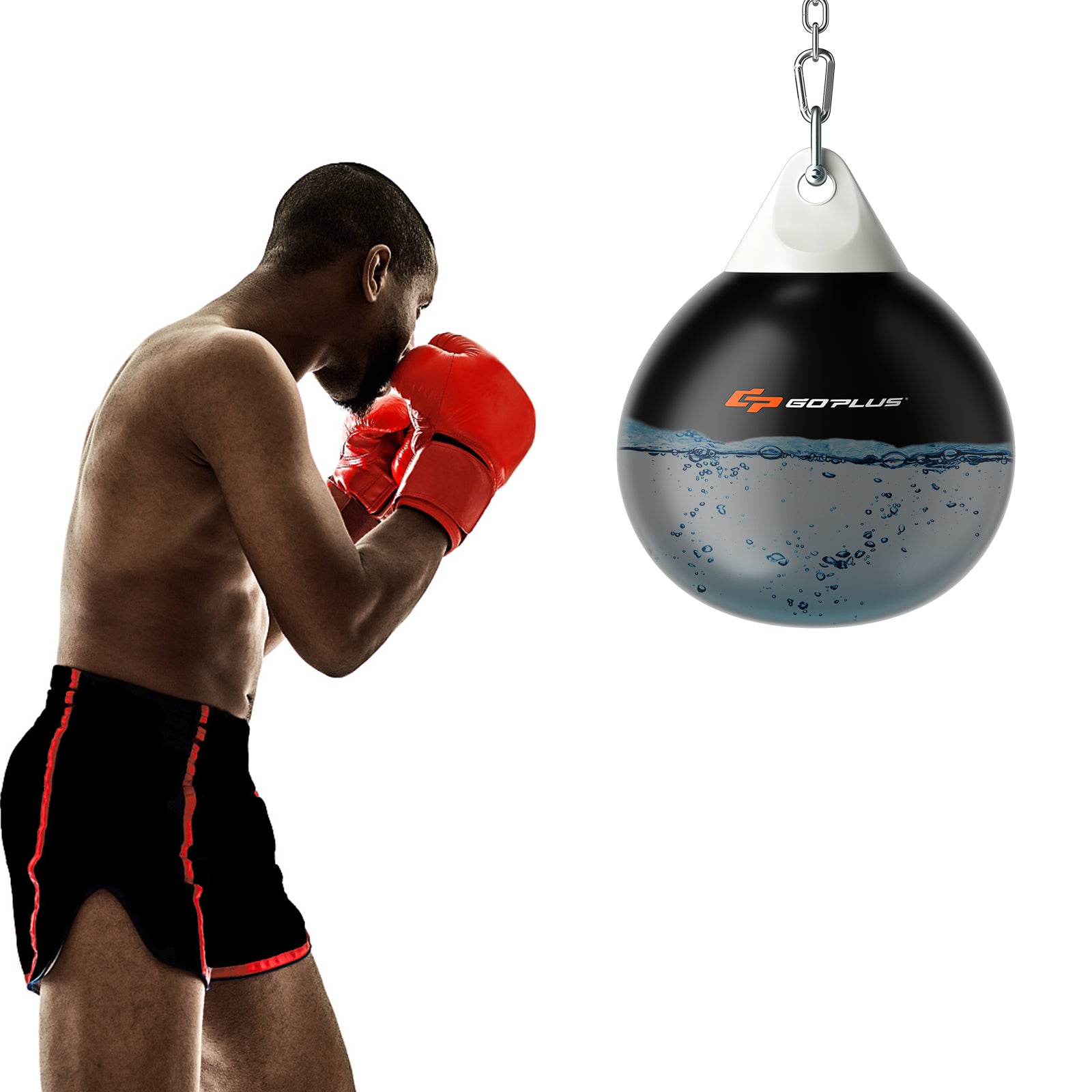 21 Inch Water Punching Bag with Adjustable Metal Chain-Black - Black