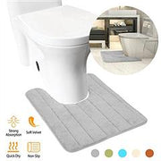 U Shaped Bathroom Rugs Contour Non-slip Toilet Mat Absorbent Cozy Velvet Floor Mat 23.62 x 19.69in