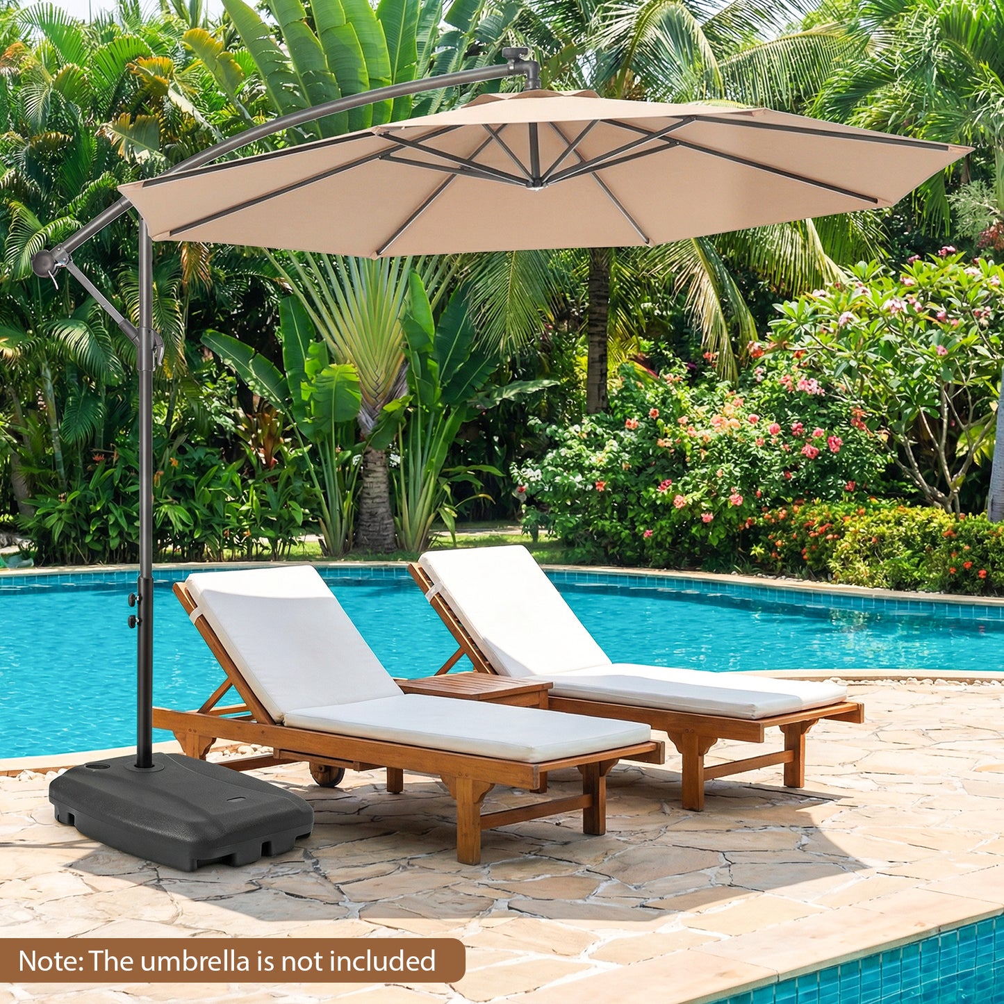 220 LBS Cantilever Patio Umbrella Base Stand with¬†Wheels Fillable offset Umbrella Stand-Black