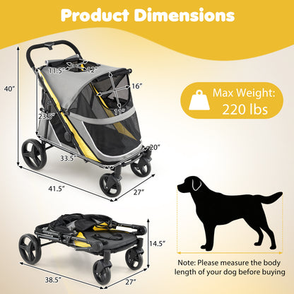 Heavy Duty Dog Stroller for Large Dogs - 220 LBS Capacity