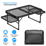 Foldable Camping Grill Table with Side Trays