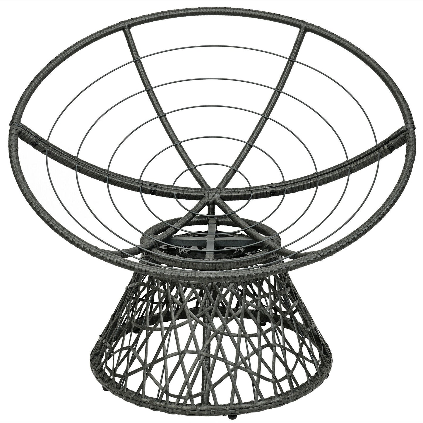 Rattan Papasan Chair Ergonomic 360-degree Swivel Soft Cushion Garden-Burgundy