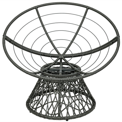 Rattan Papasan Chair Ergonomic 360-degree Swivel Soft Cushion Garden-Burgundy