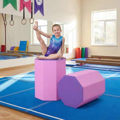22.5" x 26" Octagon Tumbling Mat with Zippered Cover and Thick Foam Filling-Pink