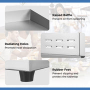 22 Inch Countertop Electric Griddle 2000W 110V Commercial Stainless Steel Grill-Silver