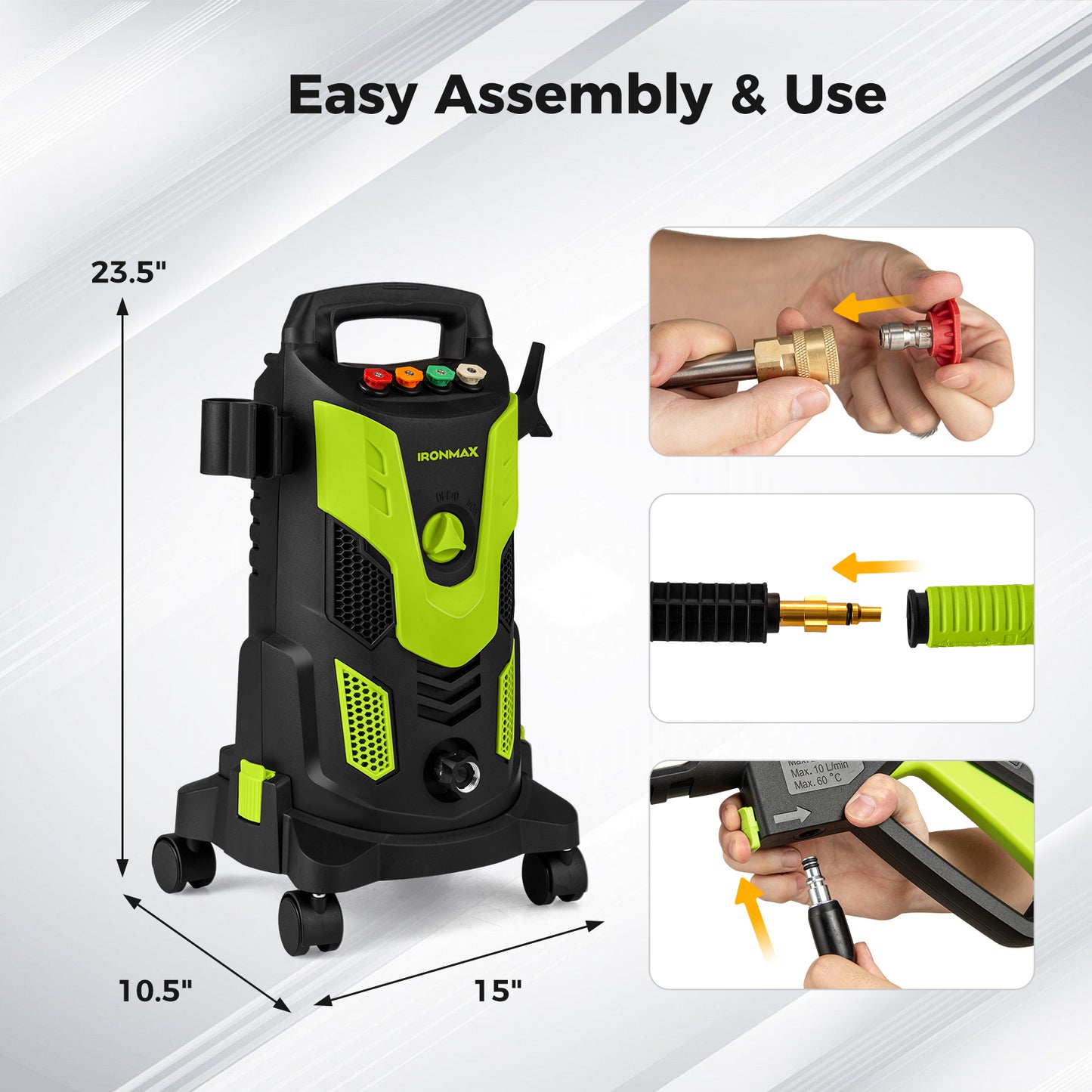 2300 PSI 1.8 GPM Electric High Pressure Power Washer-Green