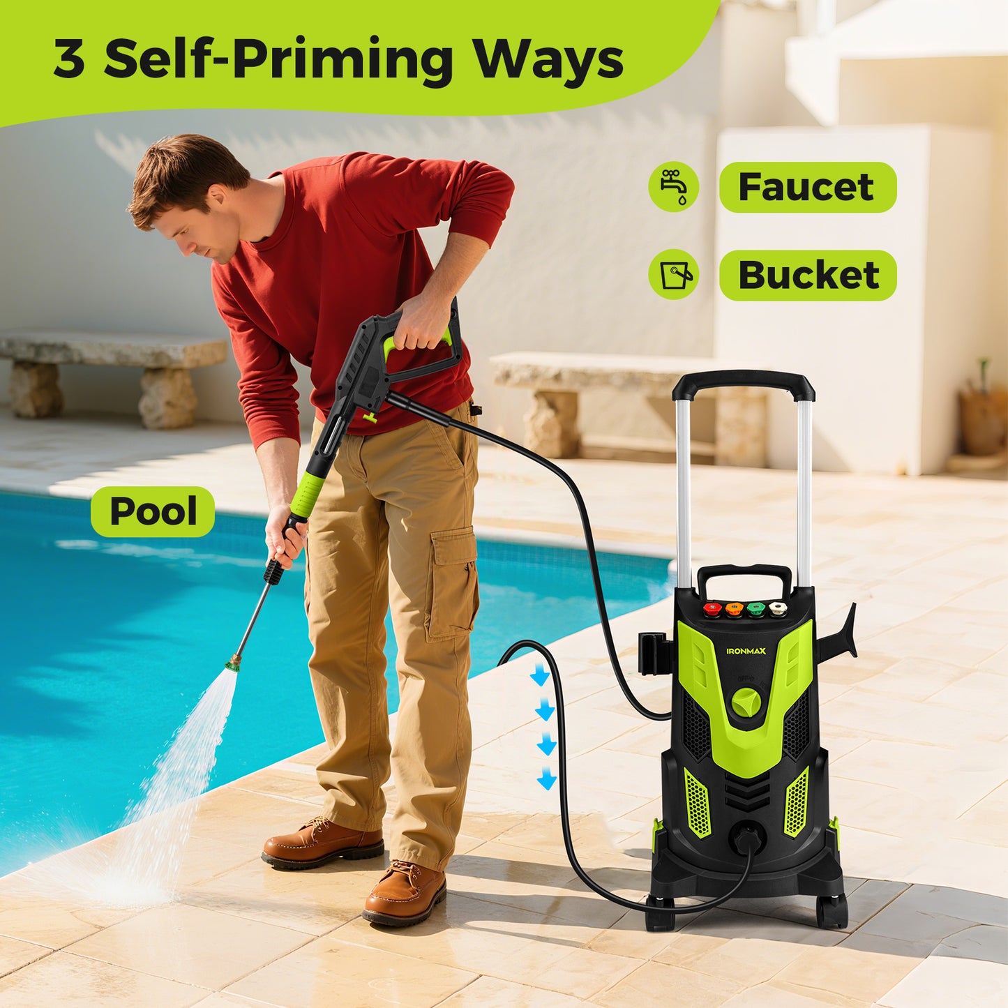 2300 PSI 1.8 GPM Electric High Pressure Power Washer-Green