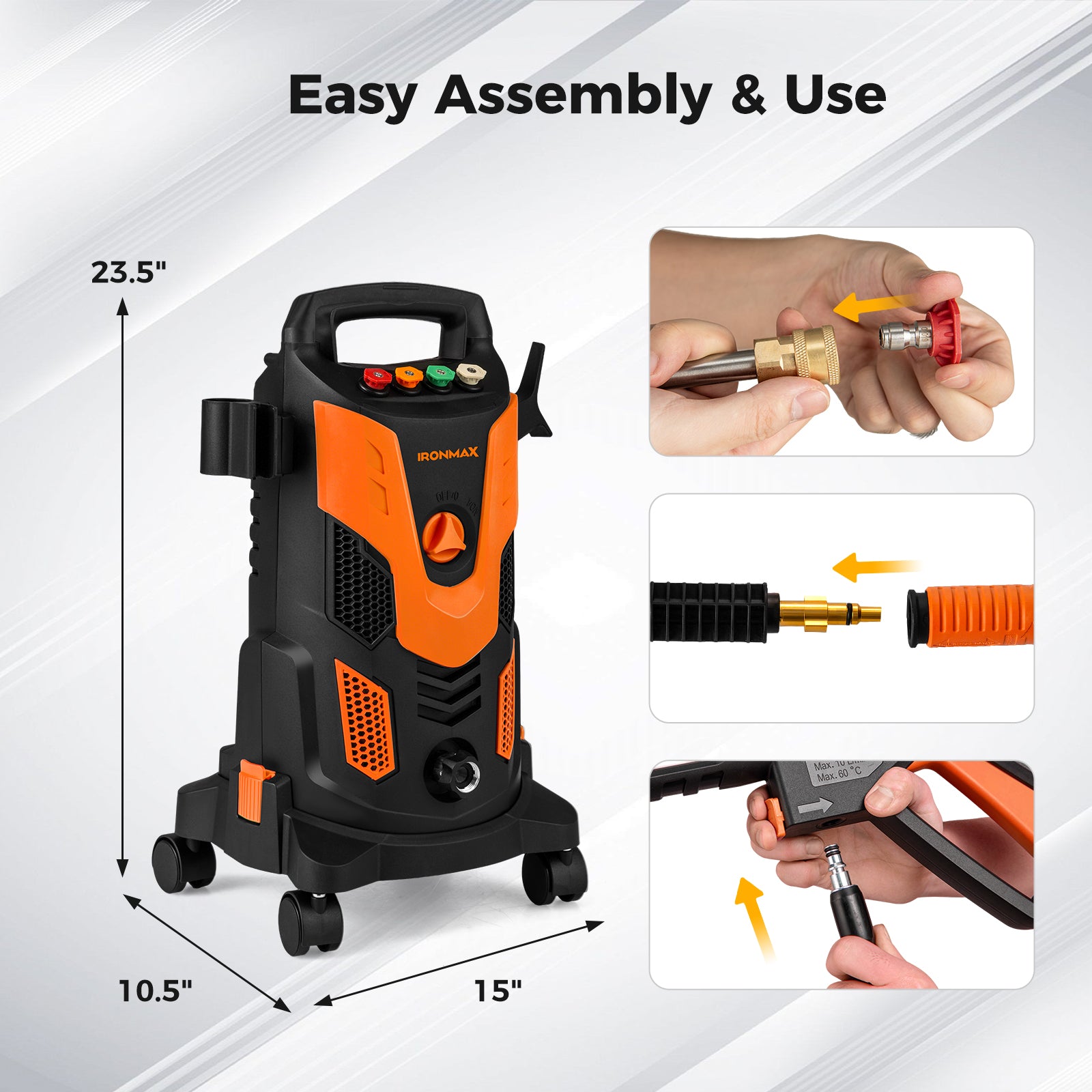 2300 PSI 1.8 GPM Electric High Pressure Power Washer-Orange
