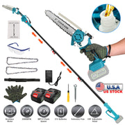 2-IN-1 Cordless Pole Saw And Mini Chainsaw With Extension Pole 21V Battery 8” Electric Brushless Pole Chainsaw with Auto Oiler Safety Switch 6.4LBS Li