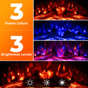 23 Inch Electric Fireplace Insert Fireplace Heater with Adjustable Flame Color