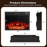 23 Inch Electric Fireplace Insert Fireplace Heater with Adjustable Flame Color