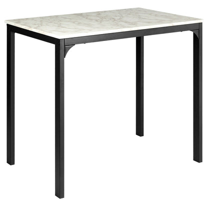 3 Piece Counter Height Dining Set Faux Marble Table-Black - White
