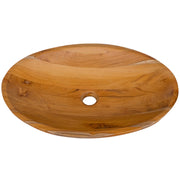 23.5 Inch x 16 Inch Teak Wood Washbasin with Drainage Hole