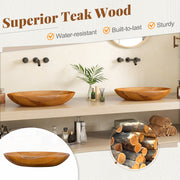 23.5 Inch x 16 Inch Teak Wood Washbasin with Drainage Hole