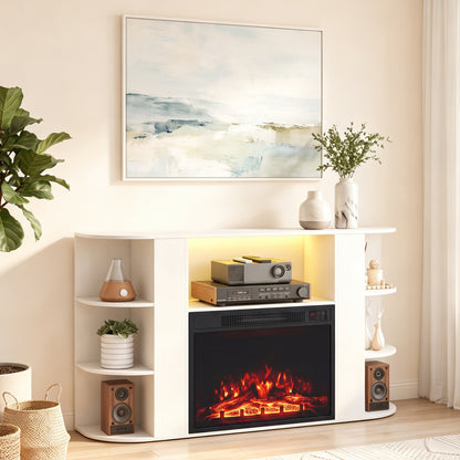 23” Electric Fireplace and 50” Fireplace TV Stand with RGB Lights for Living Room
