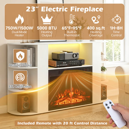 23” Electric Fireplace and 50” Fireplace TV Stand with RGB Lights for Living Room