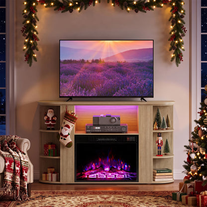 23” Electric Fireplace and 50” Fireplace TV Stand with RGB Lights for Living Room