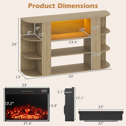 23” Electric Fireplace and 50” Fireplace TV Stand with RGB Lights for Living Room